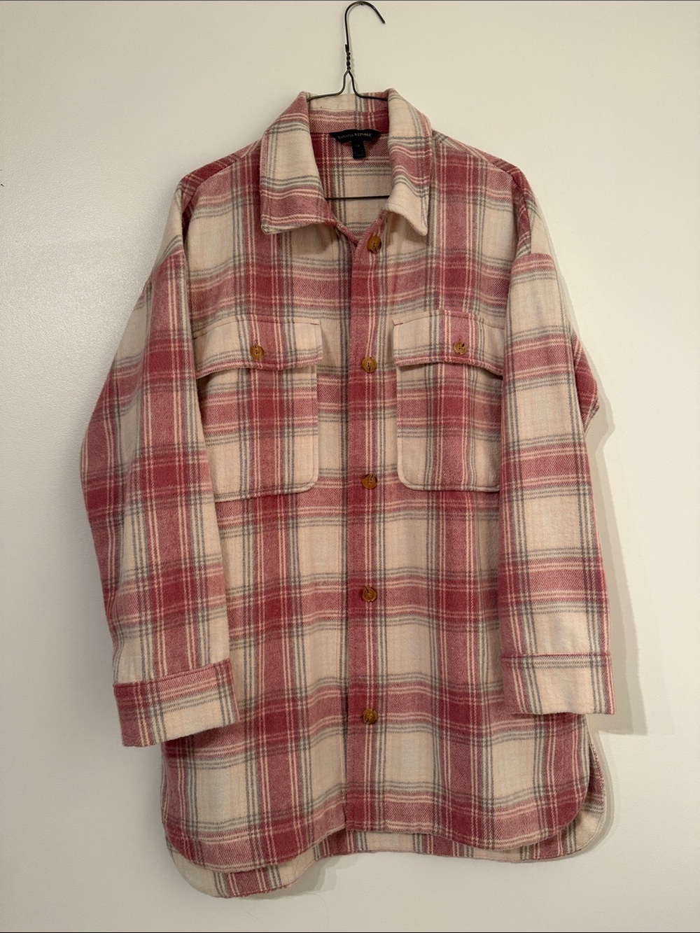Banana Republic Pink Plaid Utility Shacket